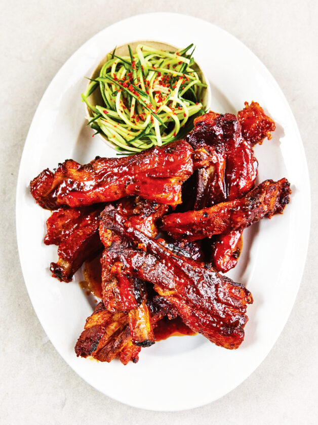 Slow-cooked, sticky-glazed pork ribs go with cucumber slaw | News ...